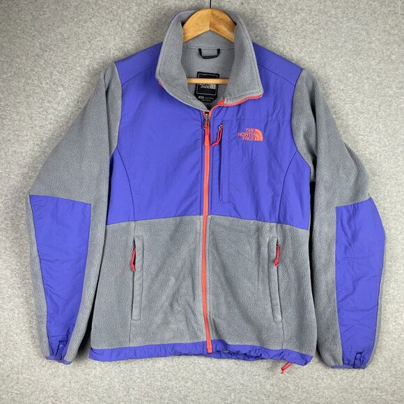 The North Face Jacket Womens Medium Gray Purple Denali Polar Fleece Zip Up Coat